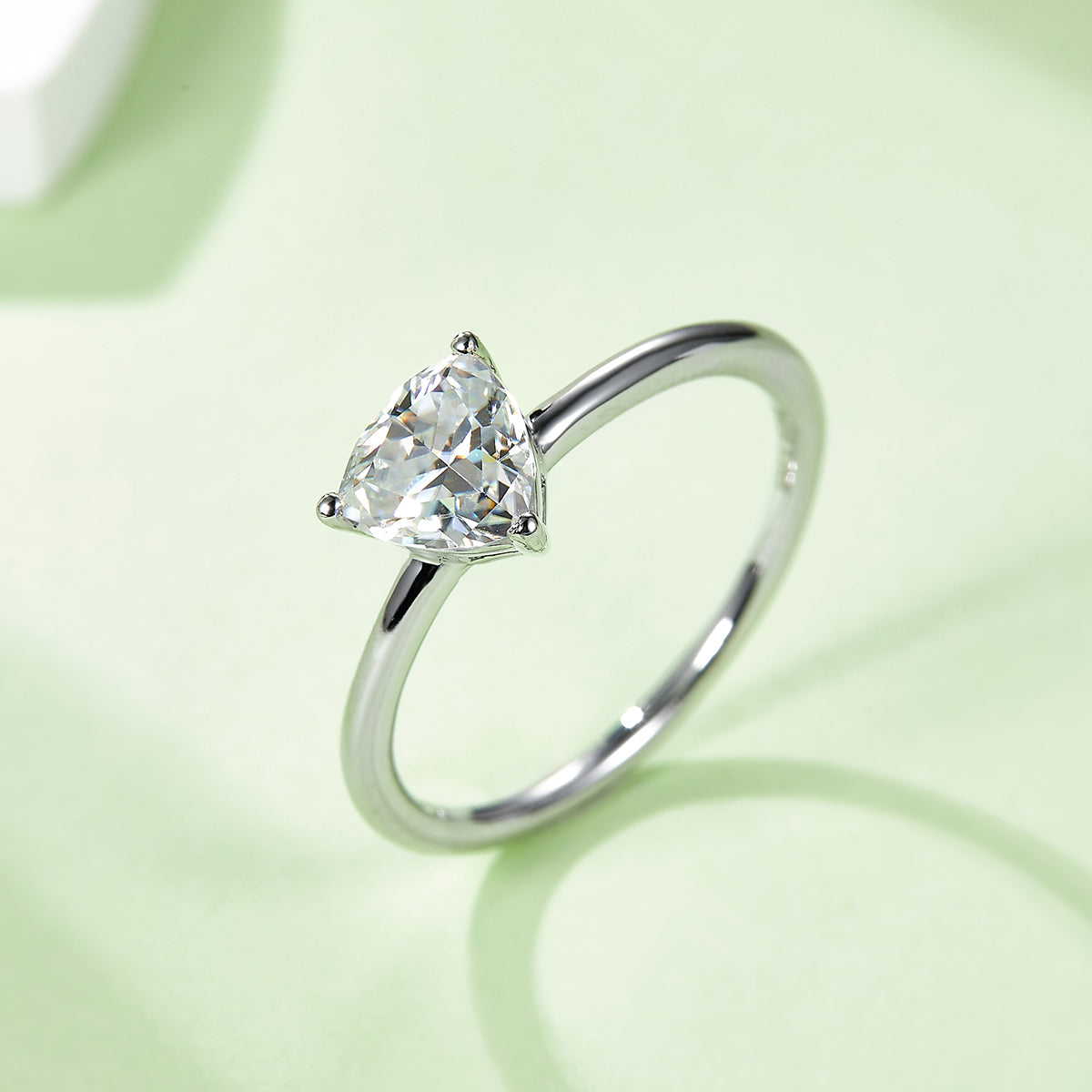 1.0 CT D Color Trillion Cut Moissanite Classic Ring in White Gold Plated Sterling Silver#2