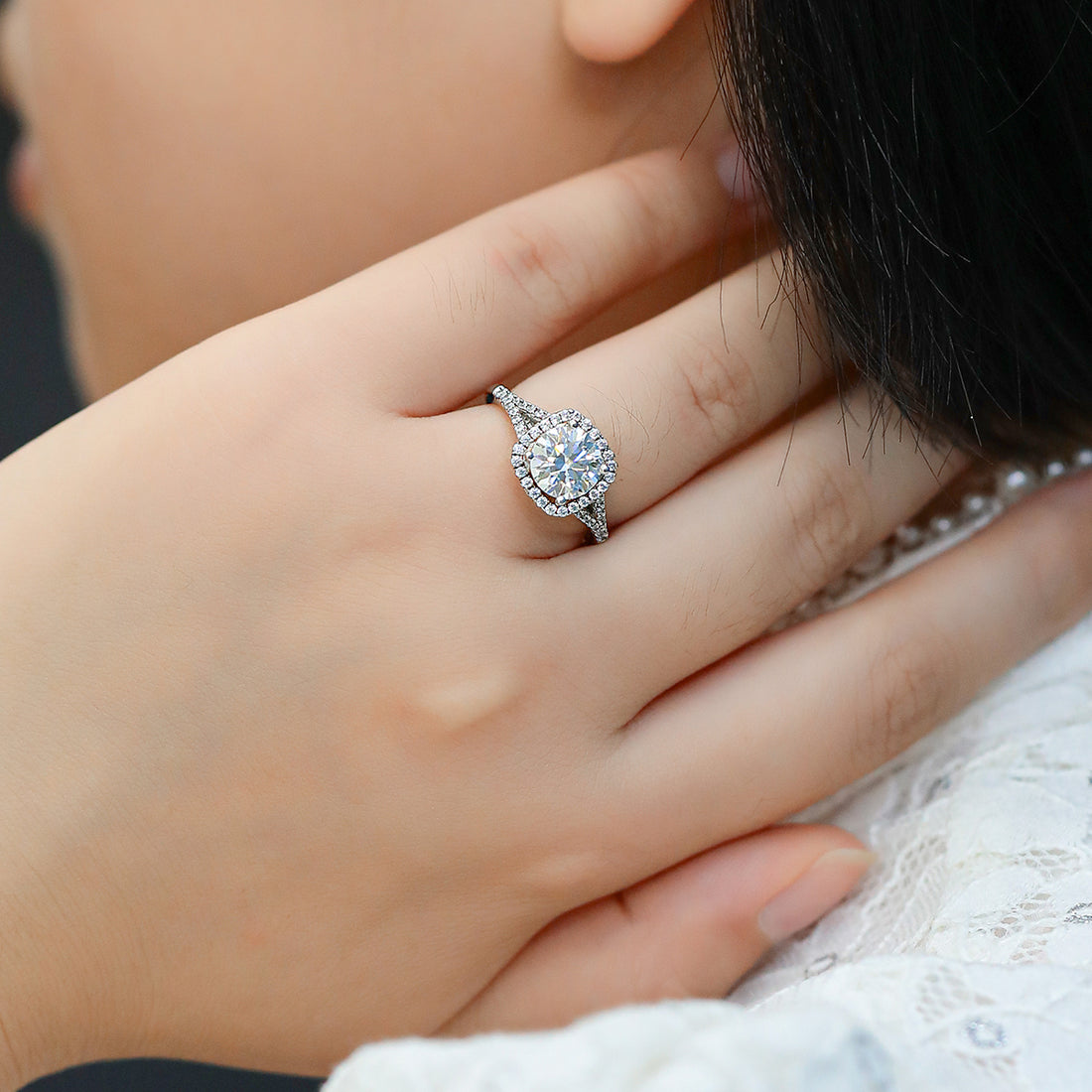 2.0 CT D Color Square Bezel Set Moissanite Split Shank Ring in White Gold Plated Sterling Silver#5