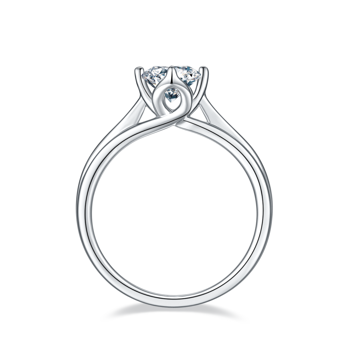 1.0 CT D Color Moissanite Lotus Straight Shank Ring in White Gold Plated Sterling Silver#6