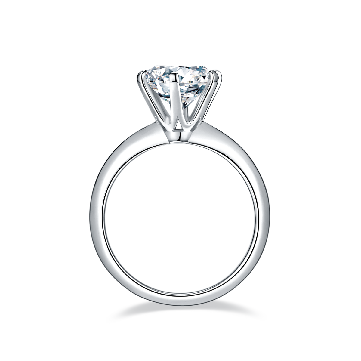 3.0 CT D Color Moissanite 6-Prong Classic Plain Shank Ring in White Gold Plated Sterling Silver#6