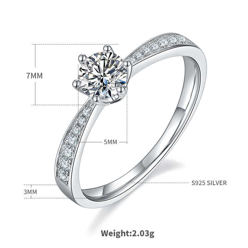 0.5 CT D Color Moissanite Pave Dancing Ring in White Gold Plated Sterling Silver#4