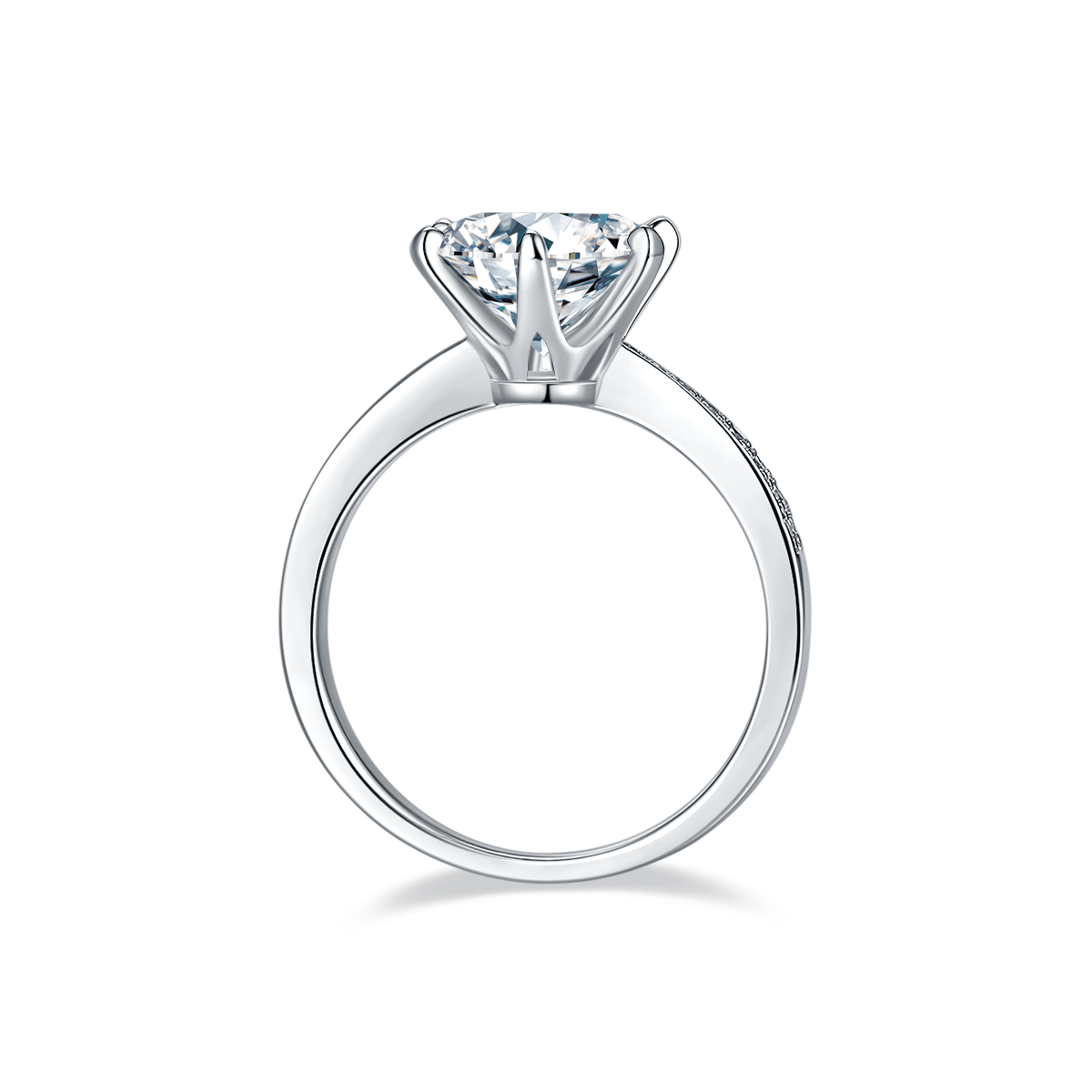 3.0 CT D Color Moissanite Pave Dancing Custom Ring in White Gold Plated Sterling Silver#6