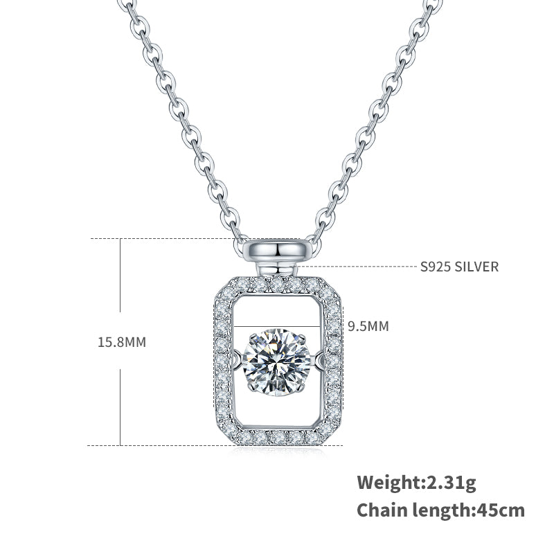 0.5 CT D Color Dancing Perfume Bottle Moissanite Necklace in White Gold Plated Sterling Silver#1