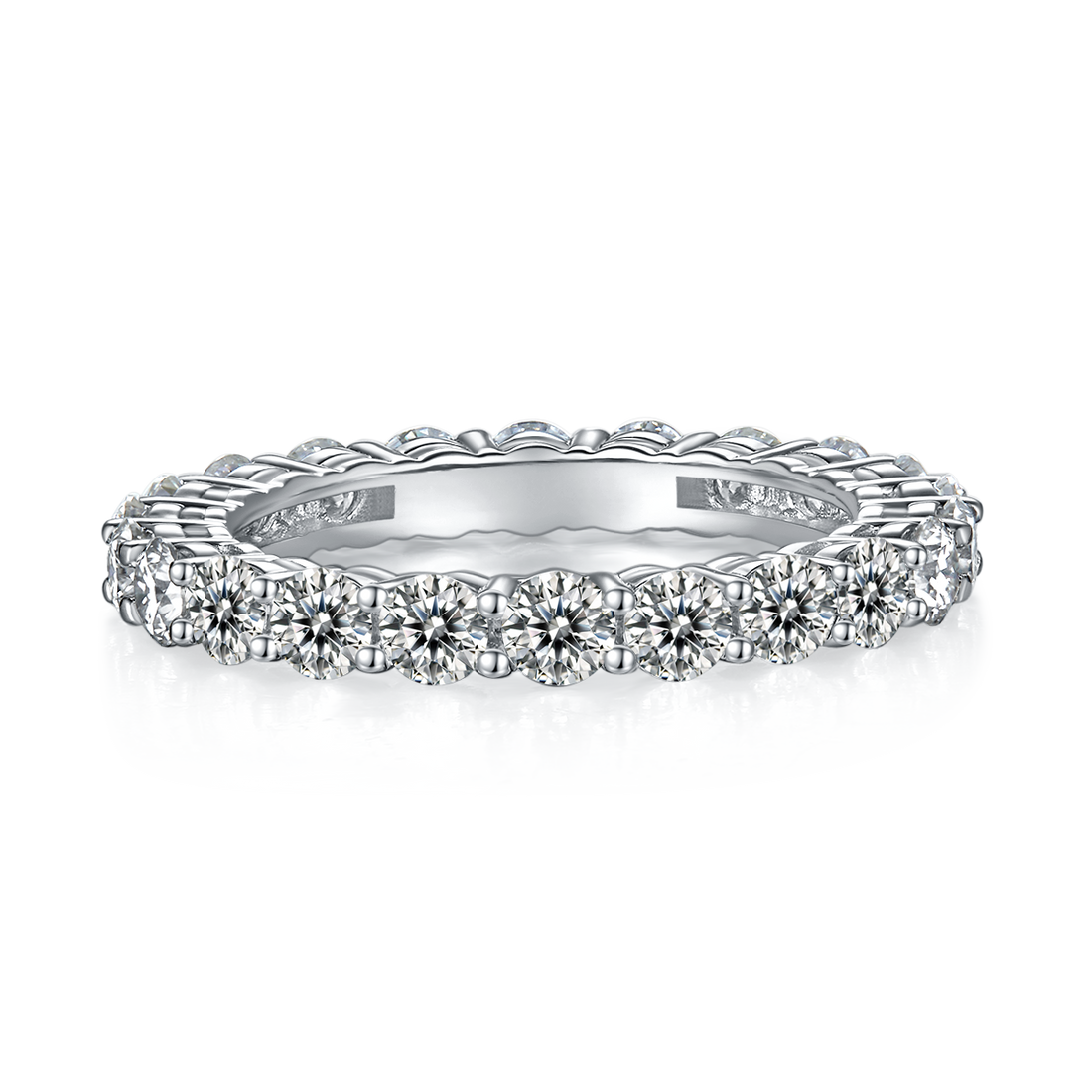 2.4 CT D Color Round Cut Moissanite Full Eternity Custom Ring in White Gold Plated Sterling Silver#2