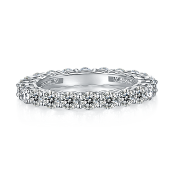 2.4 CT D Color Round Cut Moissanite Full Eternity Custom Ring in White Gold Plated Sterling Silver#2
