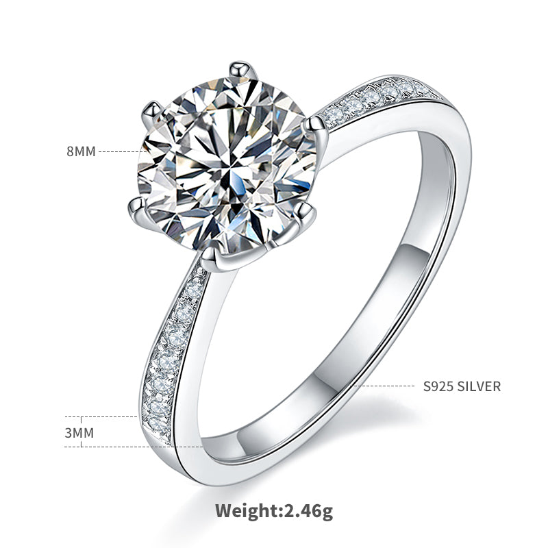 2.0 CT D Color Moissanite Pave Dancing Custom Ring in White Gold Plated Sterling Silver#4