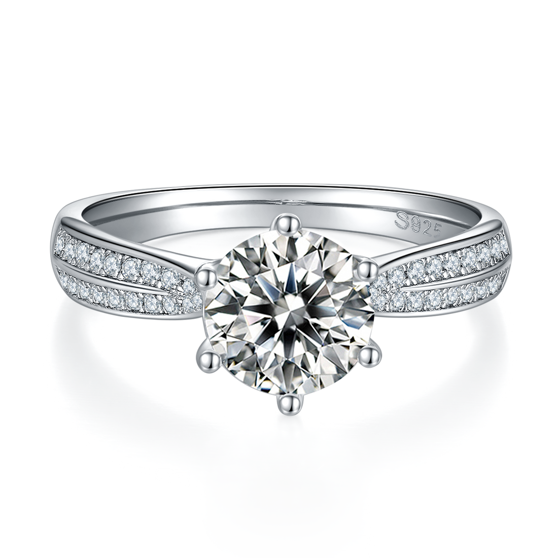 1.5 CT D Color Moissanite Star Queen Custom Ring in White Gold Plated Sterling Silver#5