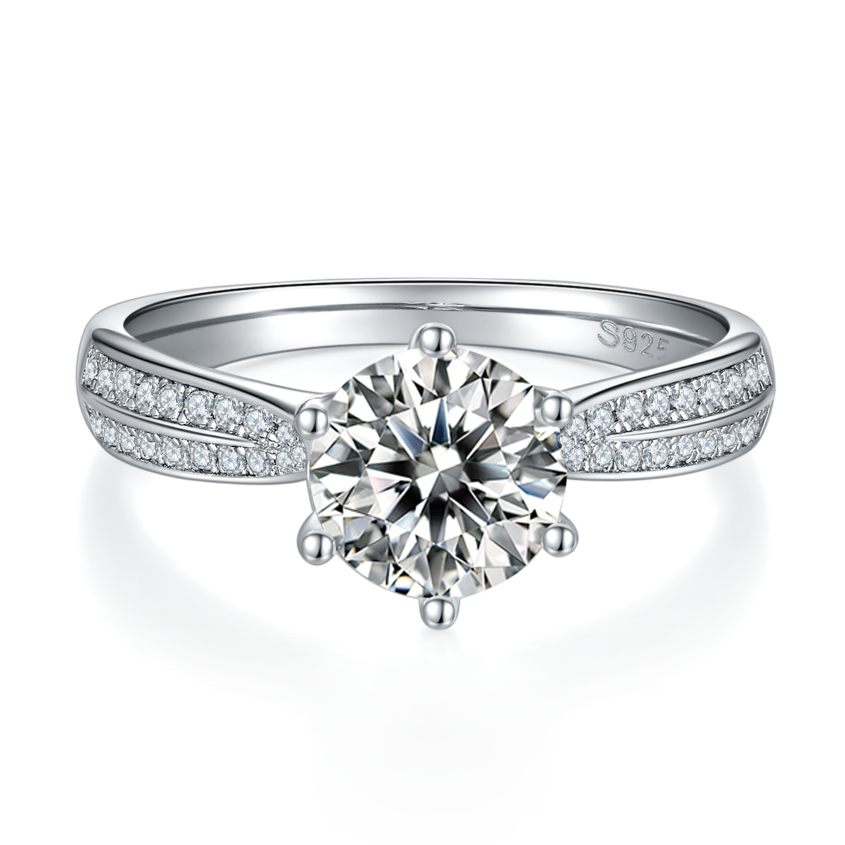 1.5 CT D Color Moissanite Star Queen Custom Ring in White Gold Plated Sterling Silver#5