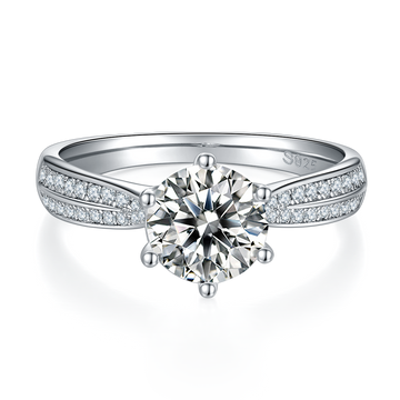 1.5 CT D Color Moissanite Star Queen Custom Ring in White Gold Plated Sterling Silver#5