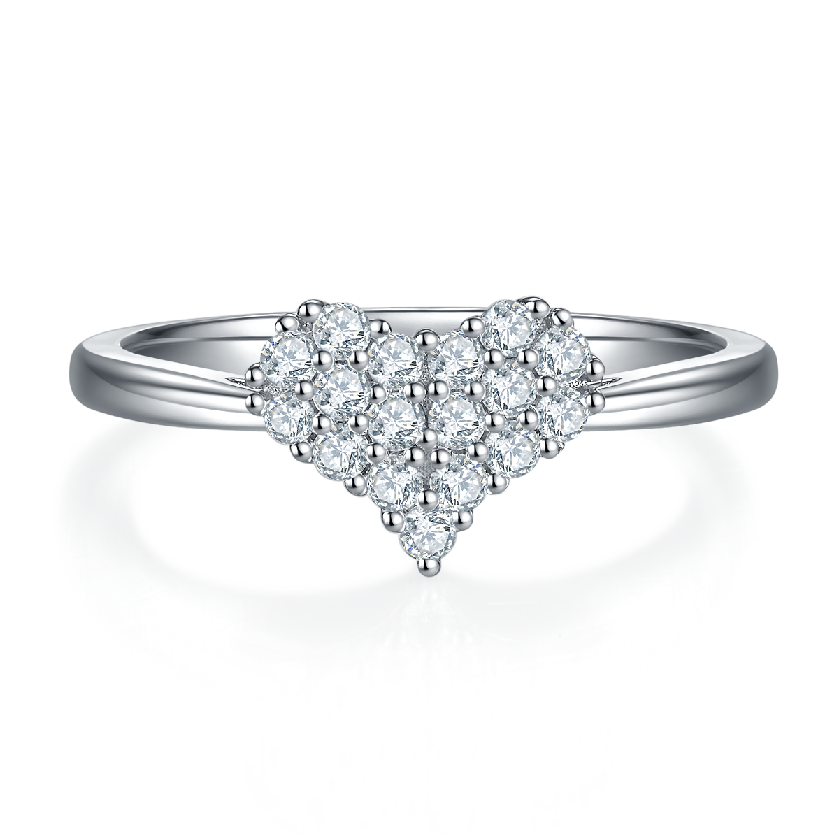 0.33 CT D Color Moissanite Melee Love at First Sight Ring in White Gold Plated Sterling Silver#7