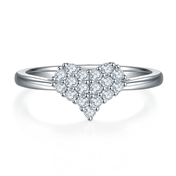 0.33 CT D Color Moissanite Melee Love at First Sight Ring in White Gold Plated Sterling Silver#7