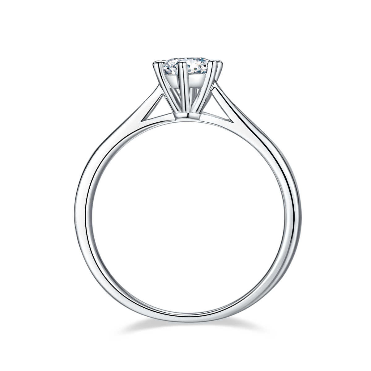 0.5 CT D Color Moissanite 6-Prong Classic Straight Shank Ring in White Gold Plated Sterling Silver#6