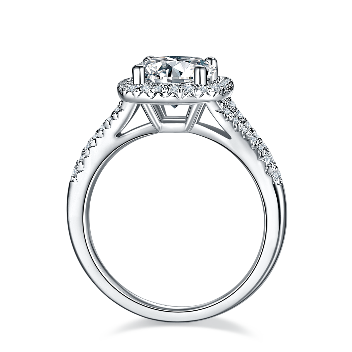 2.0 CT D Color Square Bezel Set Moissanite Split Shank Ring in White Gold Plated Sterling Silver#6