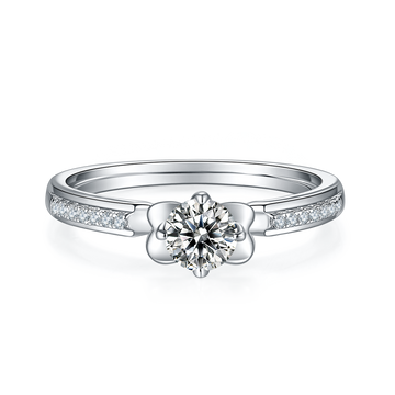 0.5 CT D Color Moissanite Pave Celebrity Style Ring in White Gold Plated Sterling Silver#5