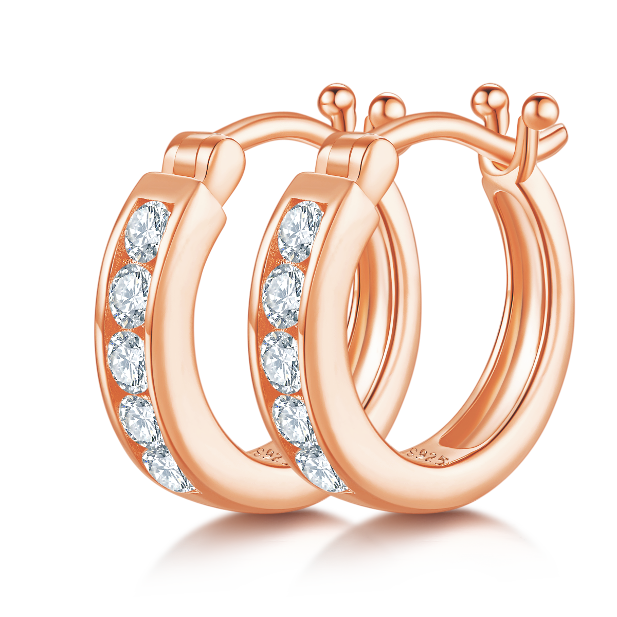 0.45 CT D Color Moissanite Melee Single Row Half Hoop Earrings in Sterling Silver#8