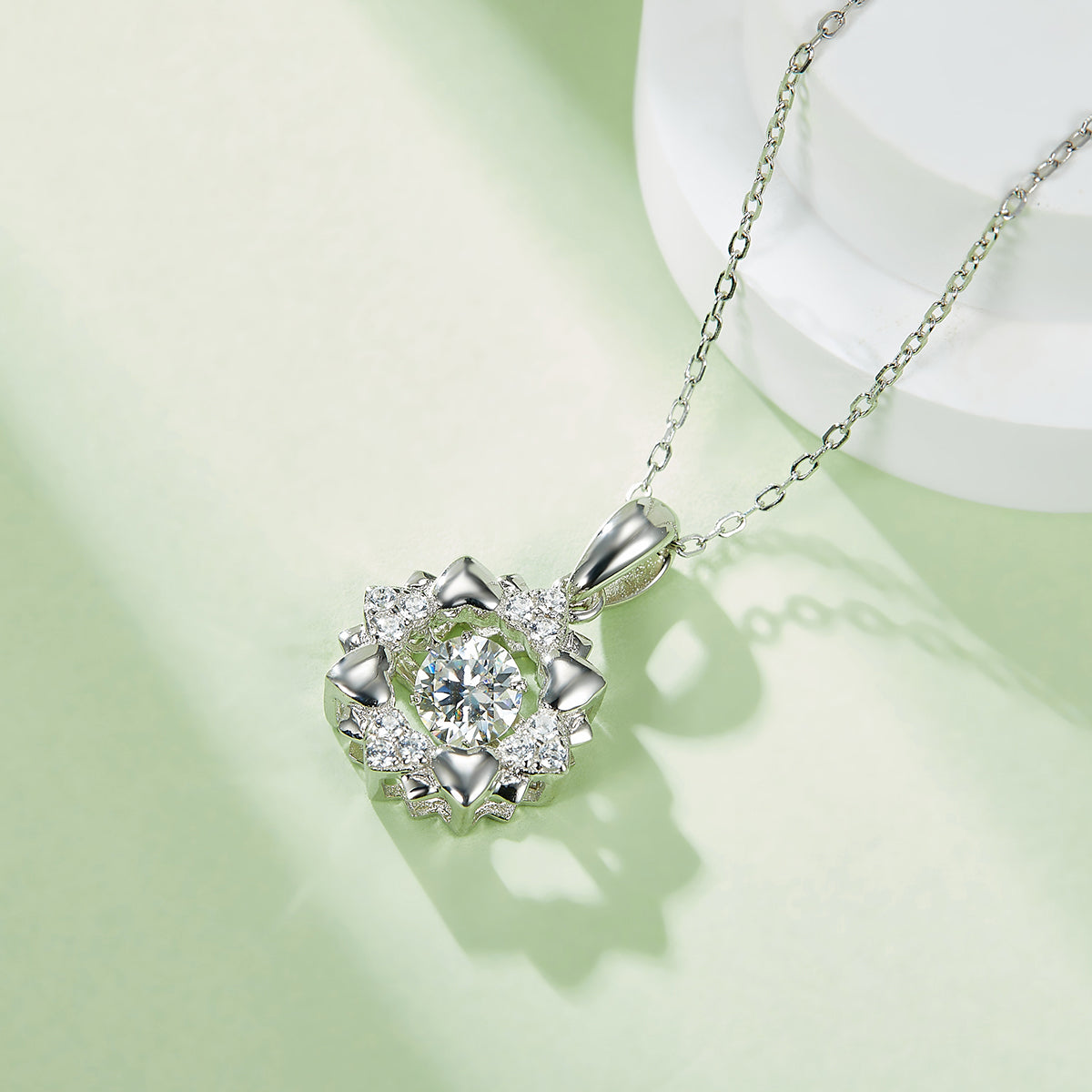 0.5 CT D Color Dancing Joy Moissanite Necklace in White Gold Plated Sterling Silver#5