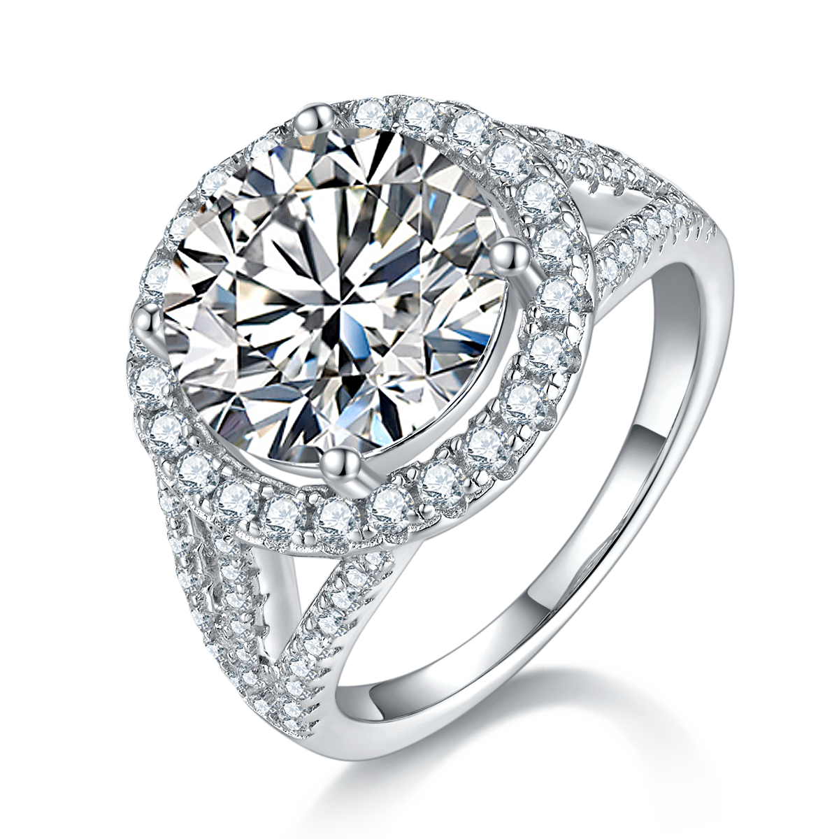 5.0 CT D Color Bezel Set Moissanite Classic Ring in White Gold Plated Sterling Silver#4