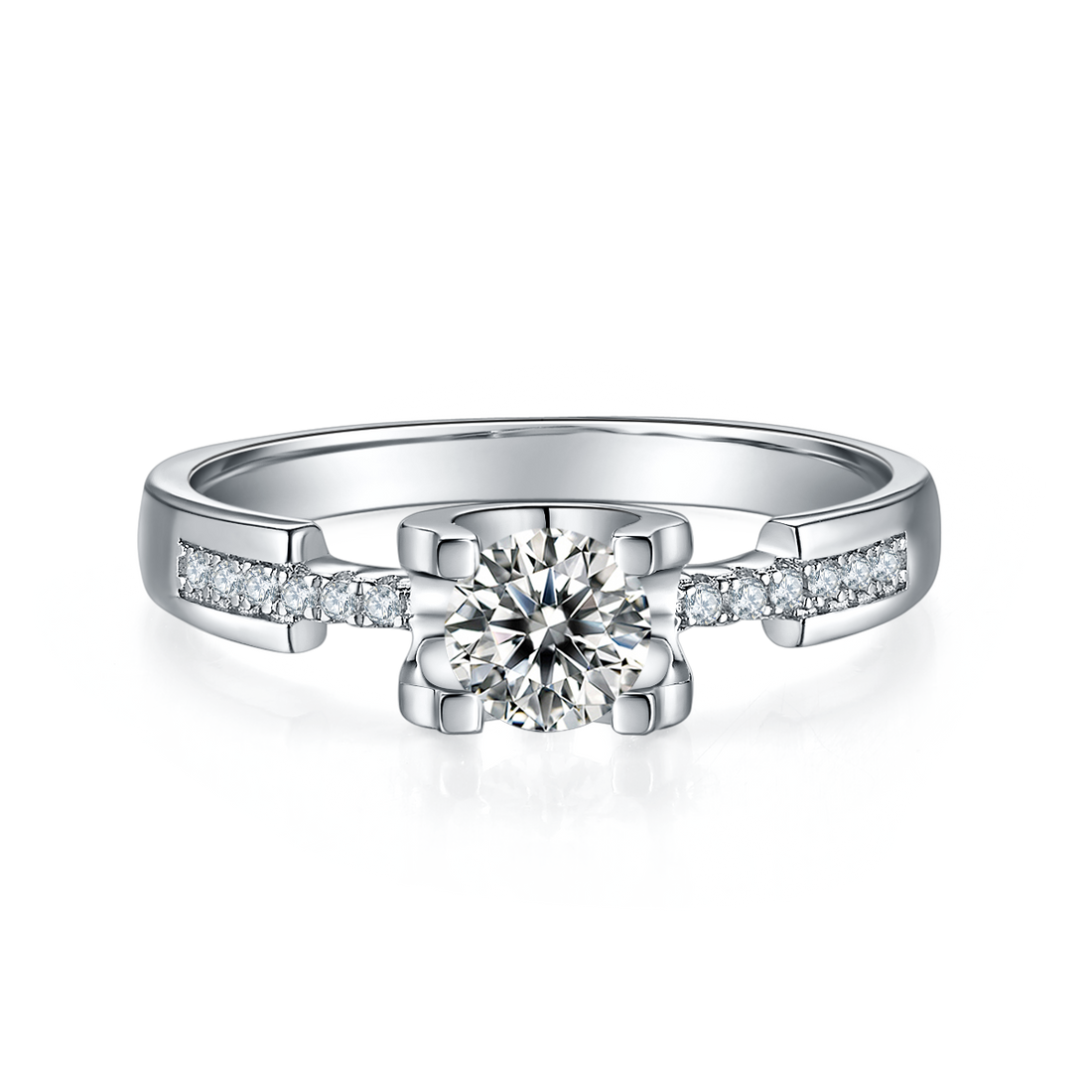 0.5 CT D Color Moissanite Pave Peg Head Hourglass Ring in White Gold Plated Sterling Silver#5