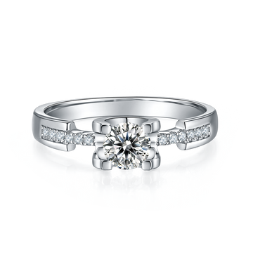 0.5 CT D Color Moissanite Pave Peg Head Hourglass Ring in White Gold Plated Sterling Silver#5