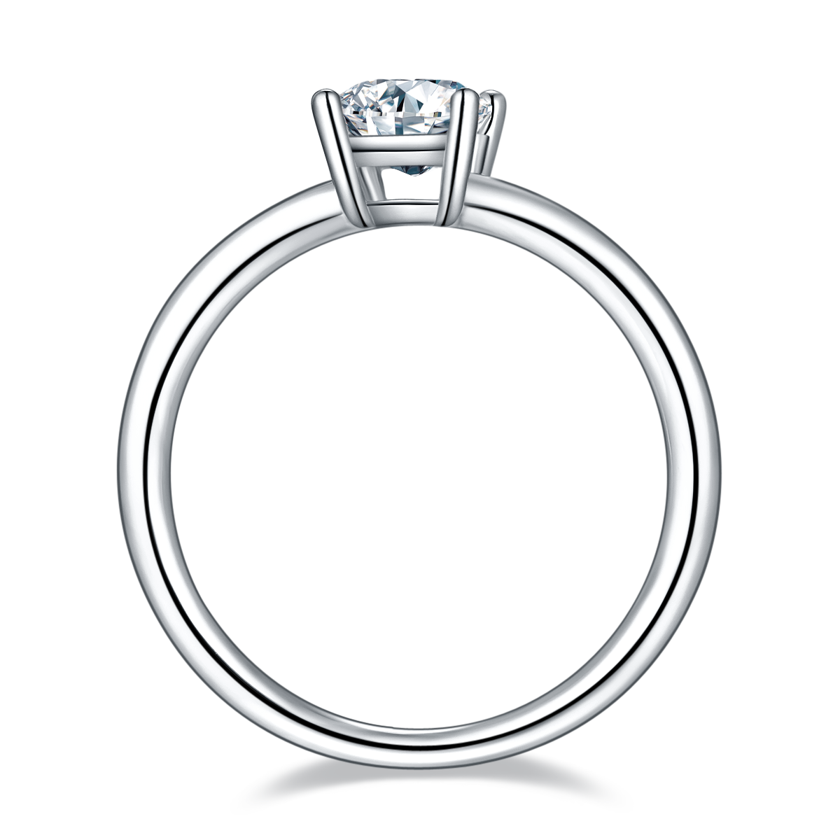 1.0 CT D Color Emerald Cut Moissanite Classic Ring in White Gold Plated Sterling Silver#4