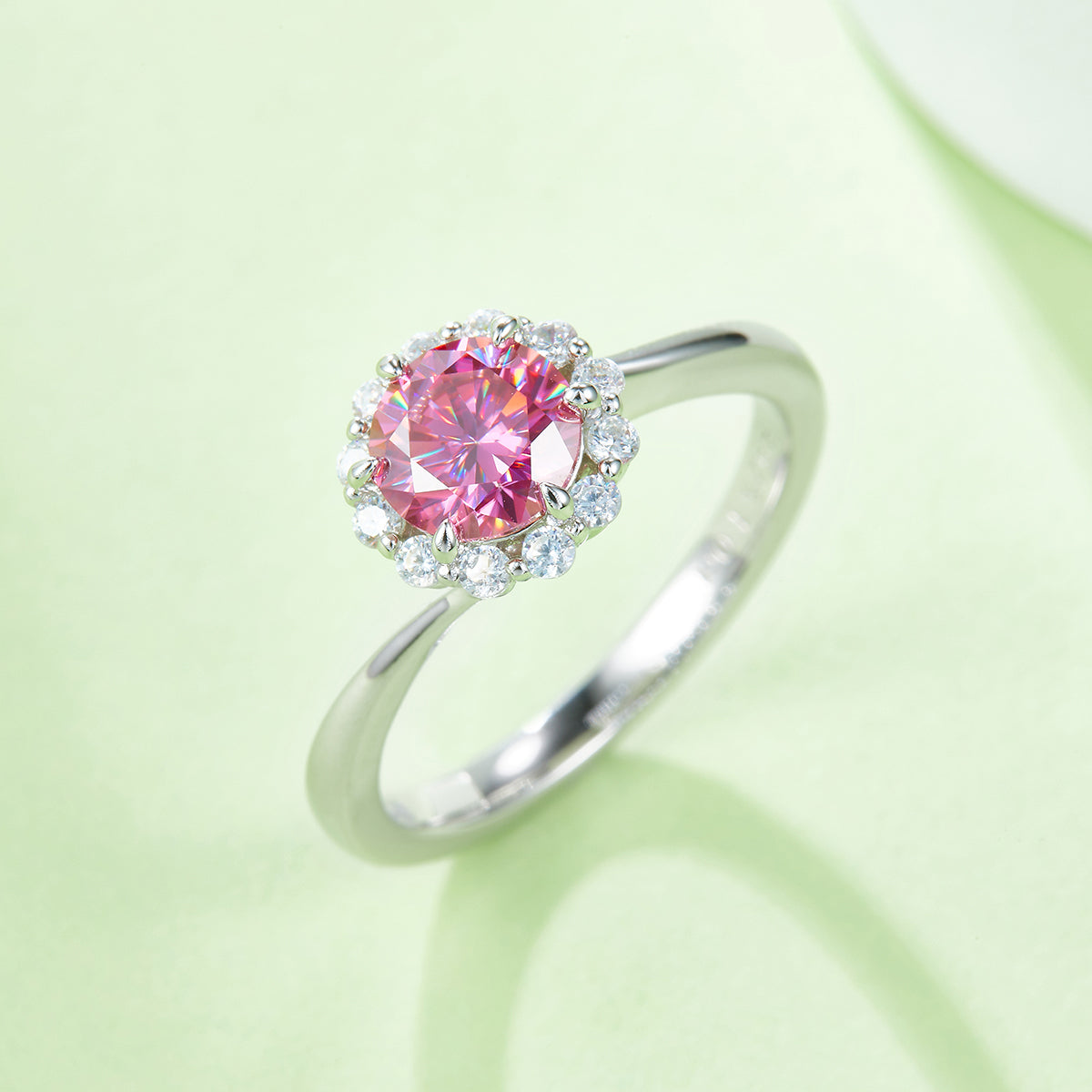 1.0 CT D Color Moissanite Fire of Love Ring in White Gold Plated Sterling Silver#8