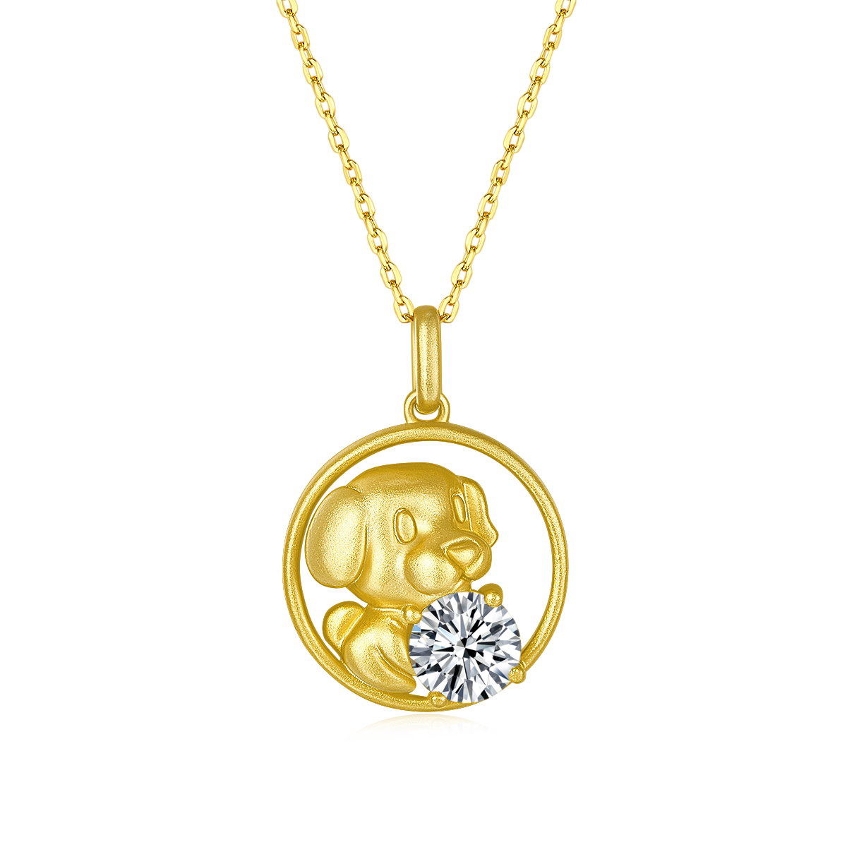 1.0 CT Moissanite Chinese Zodiac Dog Necklace in Sterling Silver#2