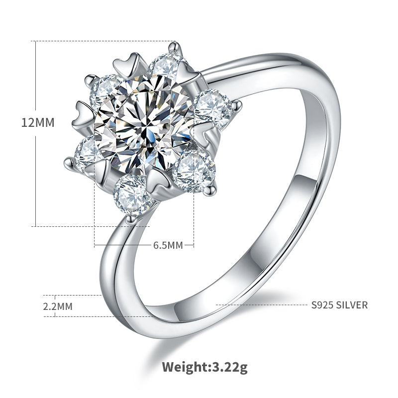 1.0 CT D Color Moissanite Star Flower Custom Ring in White Gold Plated Sterling Silver#4