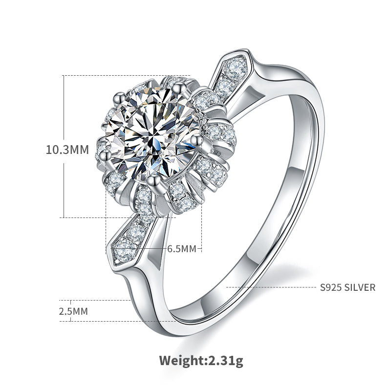 1.0 CT D Color Moissanite Alluring Custom Ring in White Gold Plated Sterling Silver#4