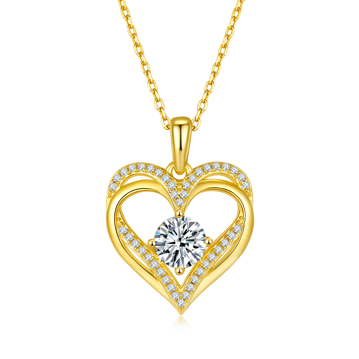 1.2 CT D Color Moissanite Melee Round Heart Pendant in Sterling Silver#5