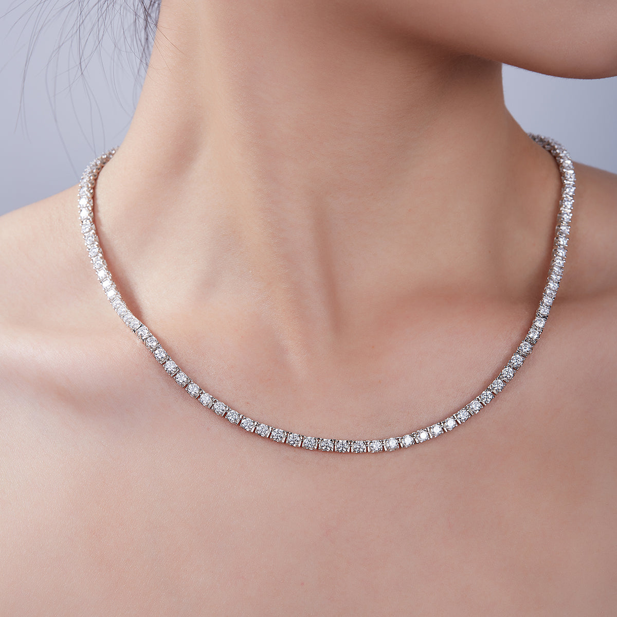 D Color Moissanite Classic Peg Head Tennis Bracelet in 18K White Gold Plated Sterling Silver#7
