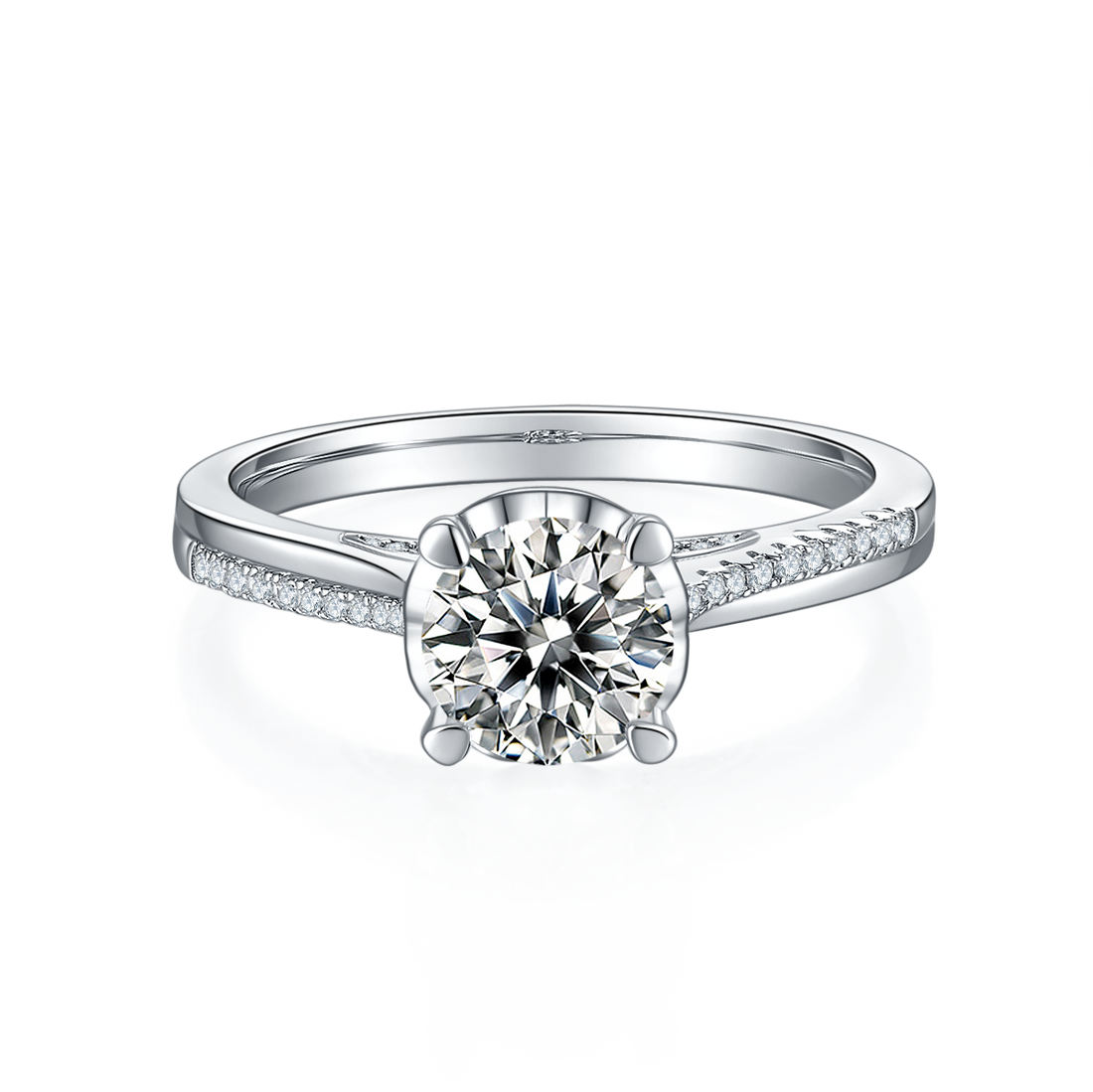 1.0 CT D Color Moissanite Mermaid Custom Ring in White Gold Plated Sterling Silver#5