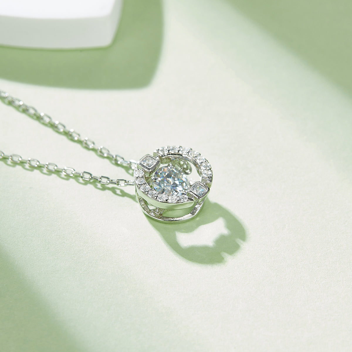 0.5 CT D Color Dancing Dream Moissanite Necklace in White Gold Plated Sterling Silver#4