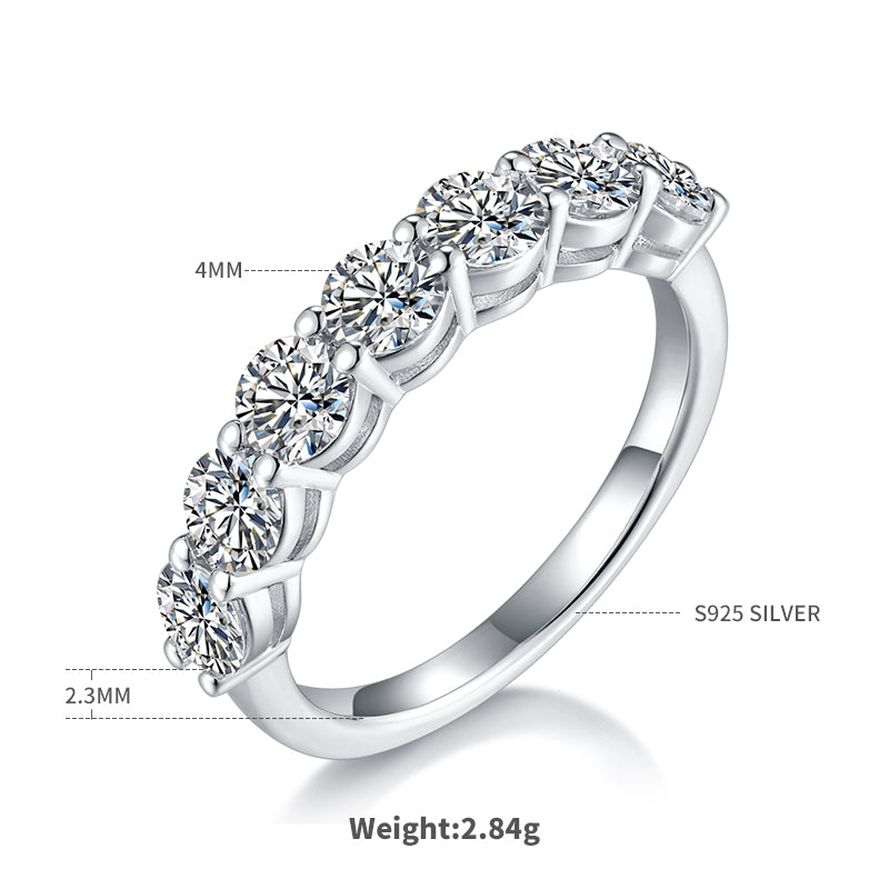 2.1 CT D Color Round Cut Moissanite Eternity Band in White Gold Plated Sterling Silver#1