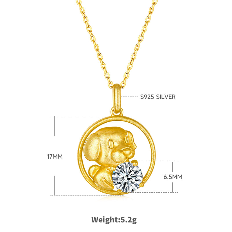 1.0 CT Moissanite Chinese Zodiac Dog Necklace in Sterling Silver#1