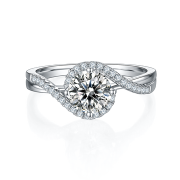 1.0 CT D Color Moissanite Angel Eyes Custom Ring in White Gold Plated Sterling Silver#6