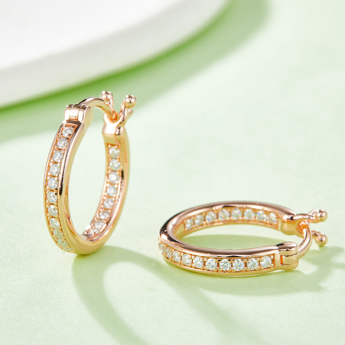 0.3 CT D Color Moissanite Melee Single Row Half Hoop Earrings in Sterling Silver#7