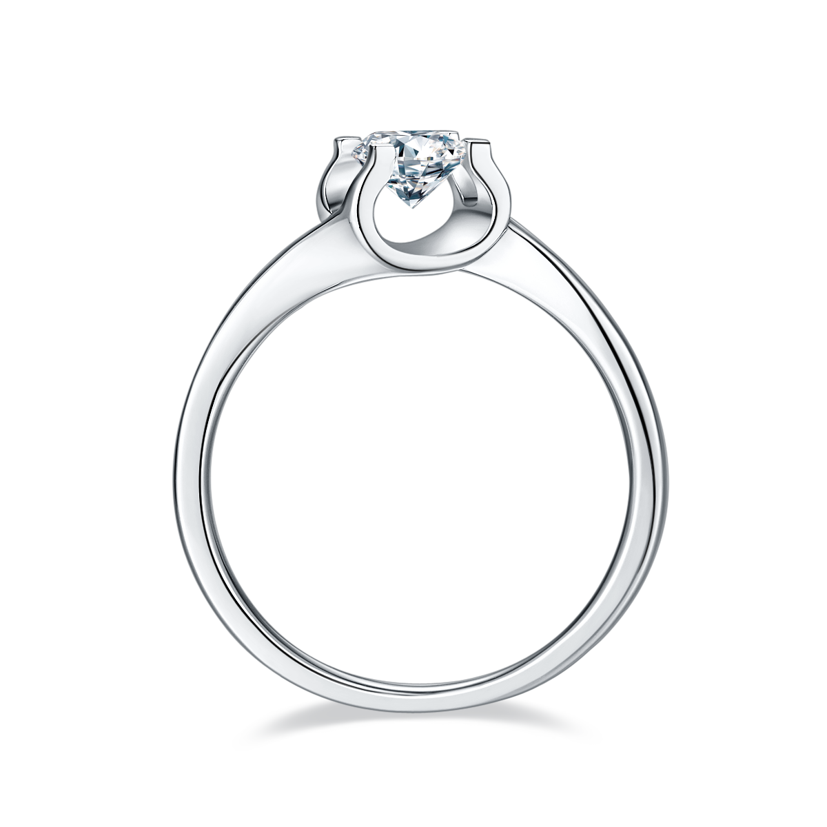 0.5 CT D Color Moissanite Peg Head Twisted Shank Ring in White Gold Plated Sterling Silver#6