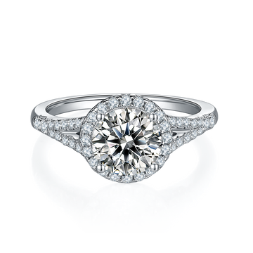 1.5 CT D Color Bezel Set Moissanite Split Shank Ring in White Gold Plated Sterling Silver#5