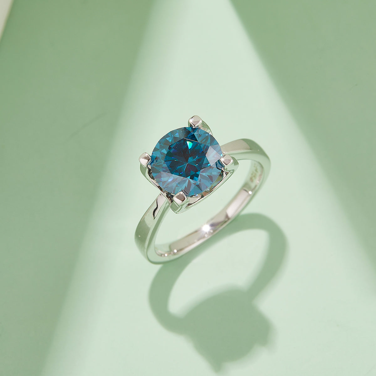 3.0 CT D Color Moissanite Peg Head Classic Ring in White Gold Plated Sterling Silver#10