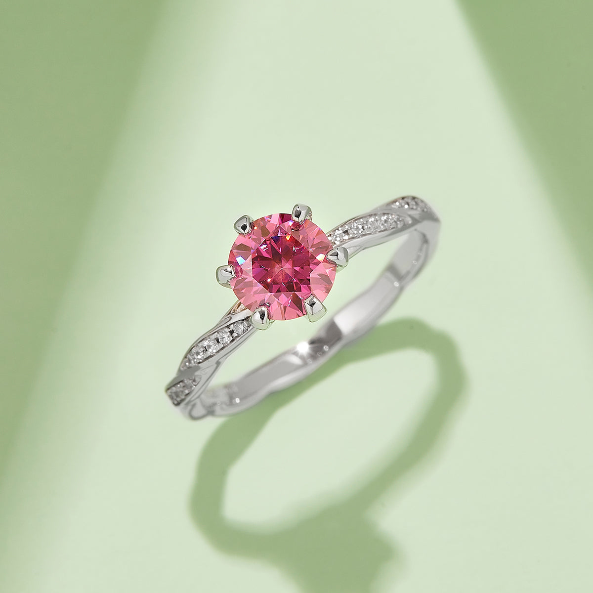 1.0 CT D Color Moissanite Tender Love Ring in White Gold Plated Sterling Silver#8