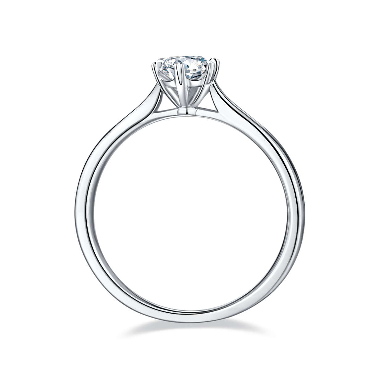 0.5 CT D Color Moissanite 6-Prong Double Layer Straight Shank Ring in White Gold Plated Sterling Silver#6