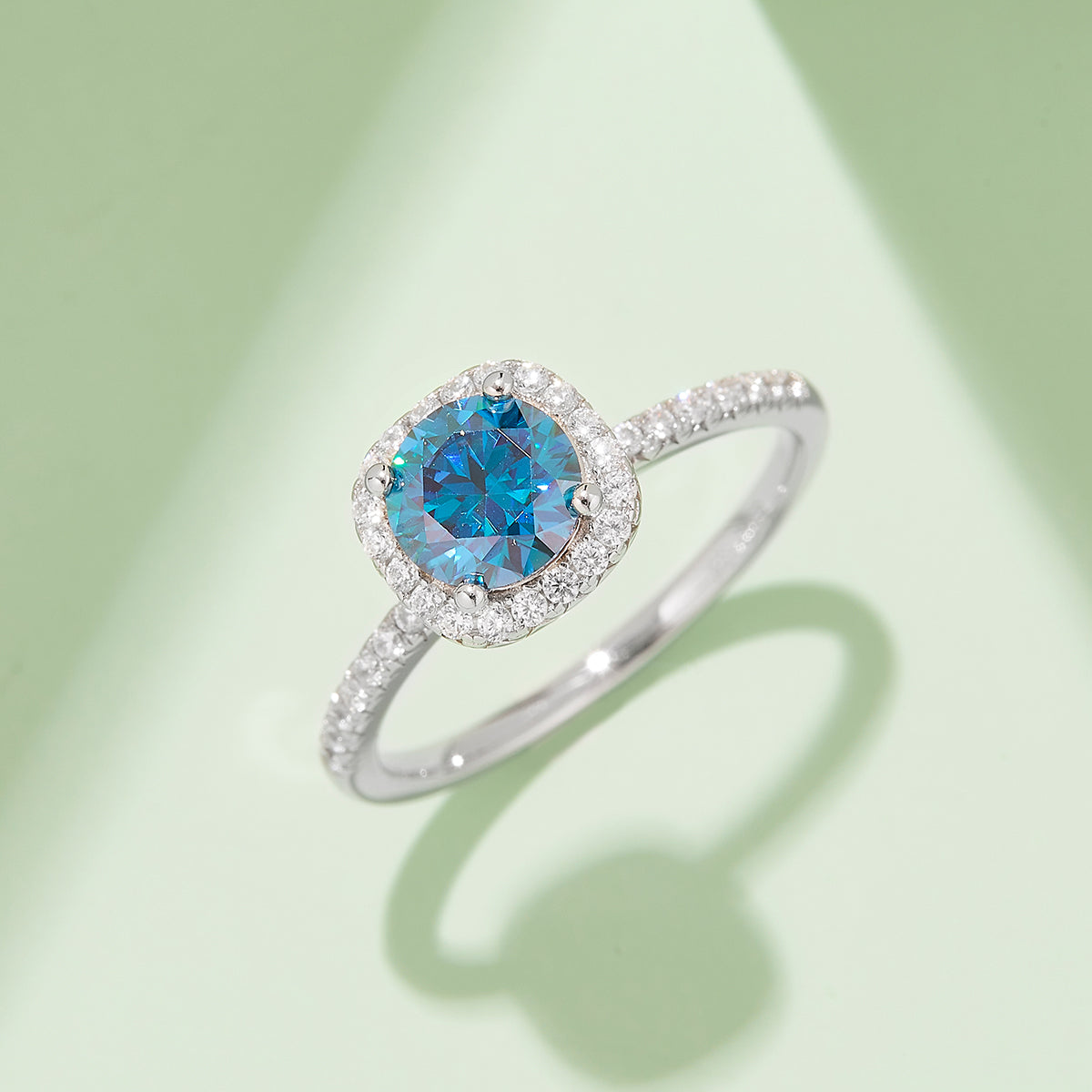 1.0 CT D Color Square Bezel Set Moissanite Classic Ring in White Gold Plated Sterling Silver#10