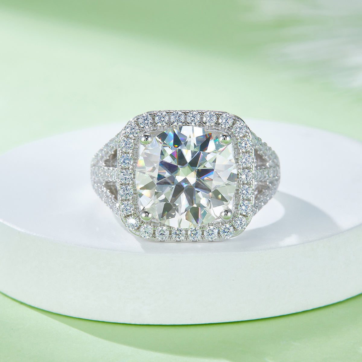 5.0 CT D Color Square Bezel Set Moissanite Classic Ring in White Gold Plated Sterling Silver#7