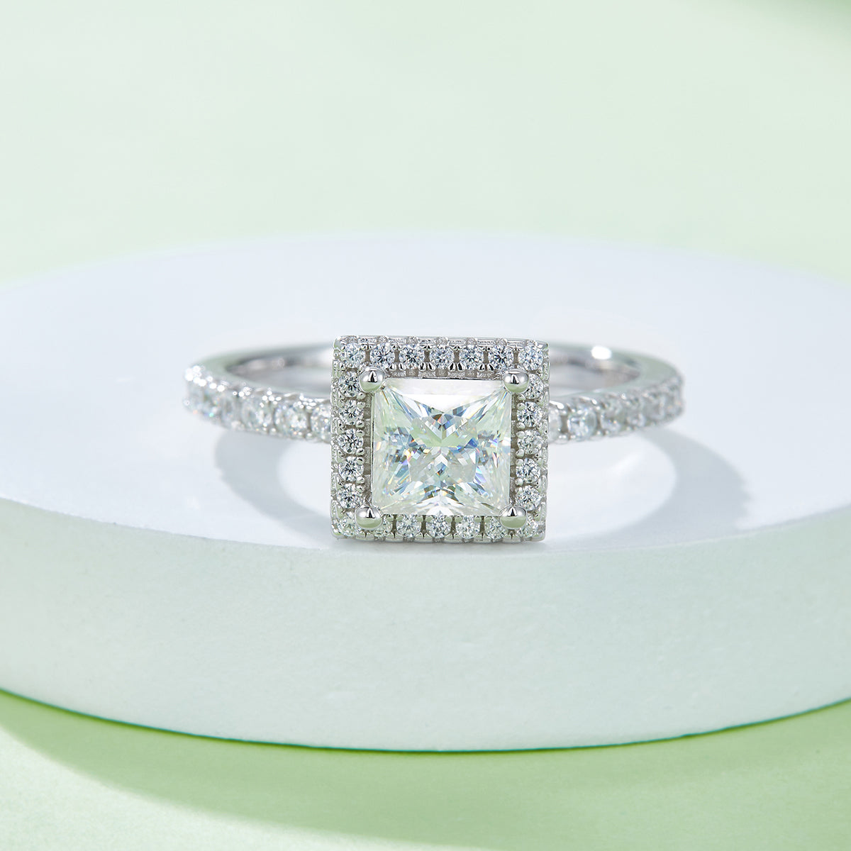 1.0 CT D Color Princess Cut Moissanite Dainty Ring in White Gold Plated Sterling Silver#4