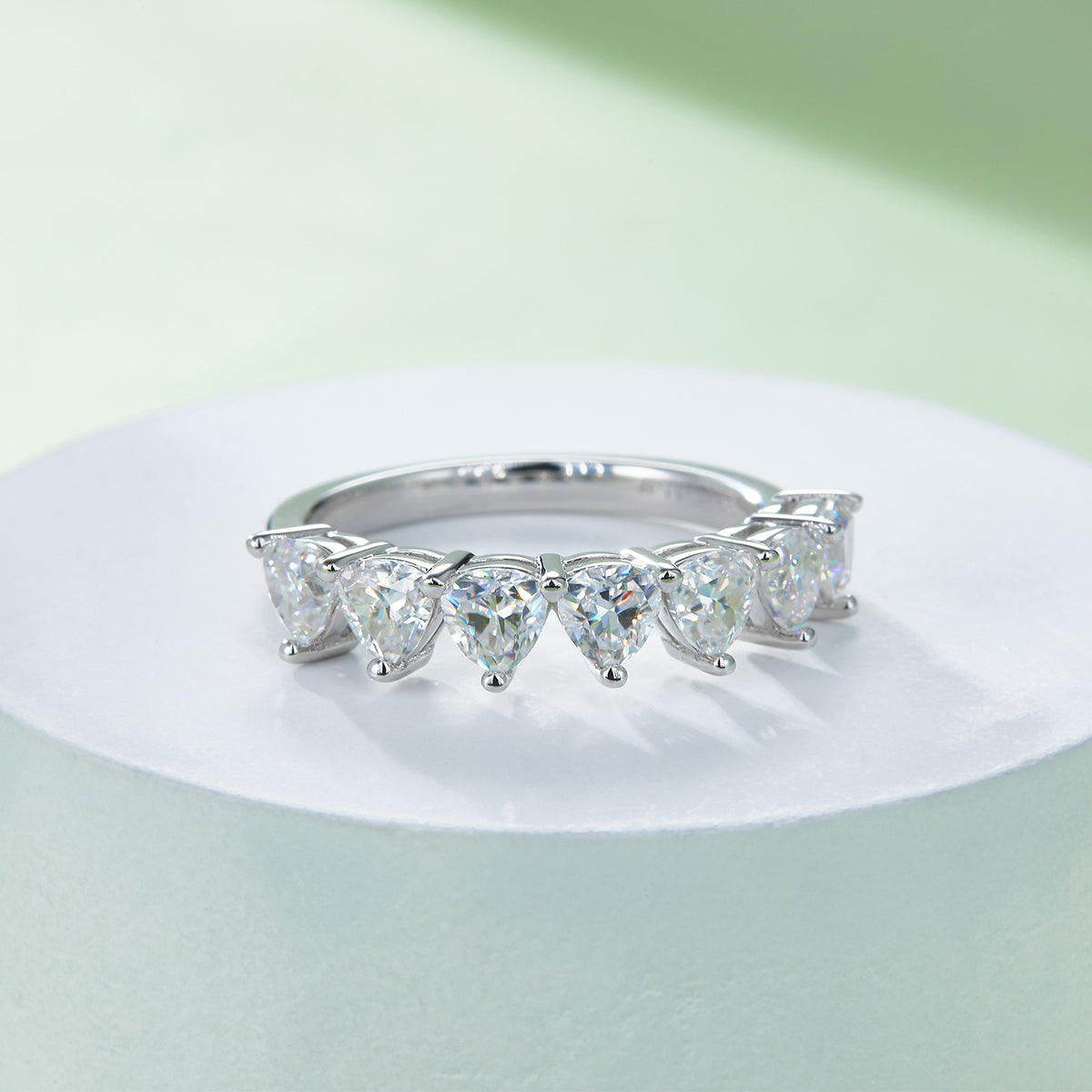 2.1 CT D Color Trillion Cut Moissanite Eternity Band in White Gold Plated Sterling Silver#6
