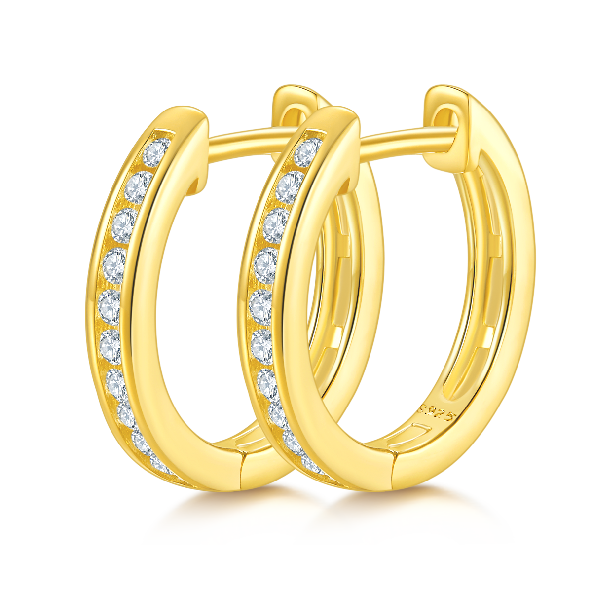 0.22 CT D Color Moissanite Melee Single Row Half Hoop Earrings in Sterling Silver#5