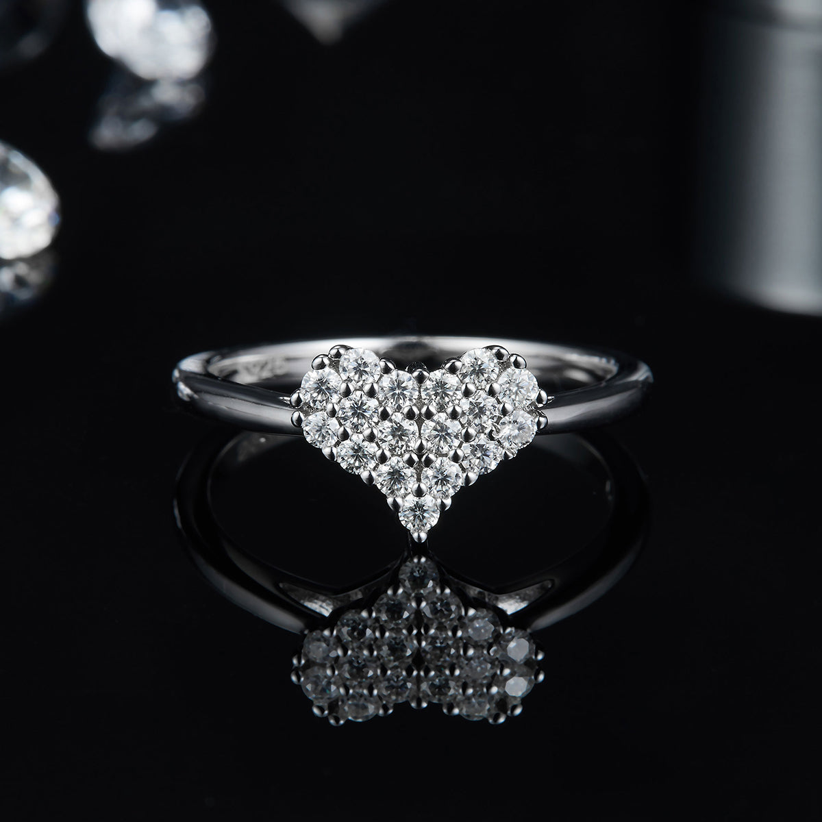 0.33 CT D Color Moissanite Melee Love at First Sight Ring in White Gold Plated Sterling Silver#4