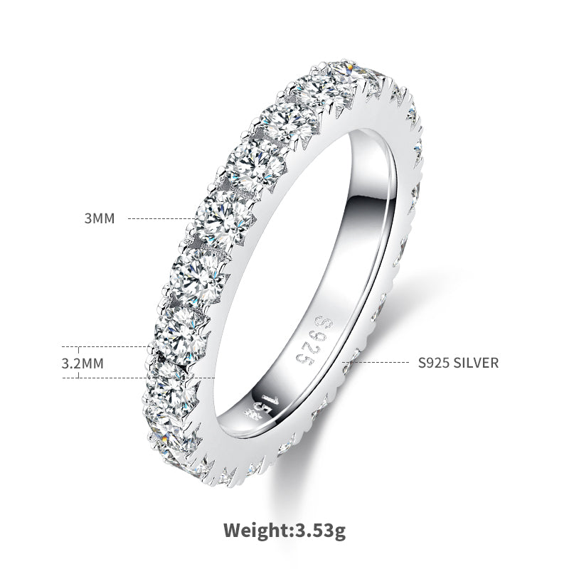 Moissanite Melee Micro-Pave Full Eternity Ring Guard (3.0mm) in White Gold Plated Sterling Silver#1