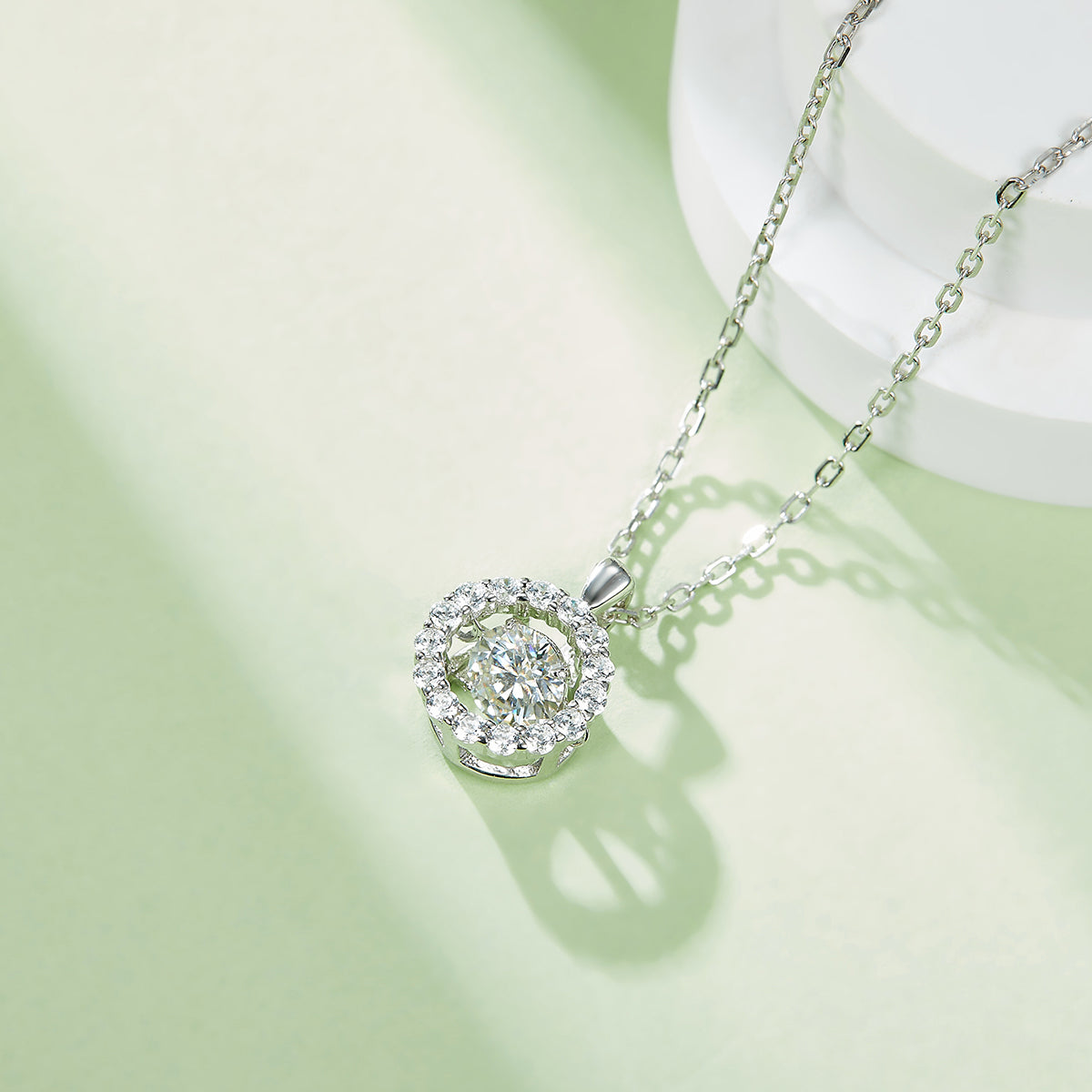 0.5 CT D Color Dancing Diamond Dream Moissanite Necklace in White Gold Plated Sterling Silver#5