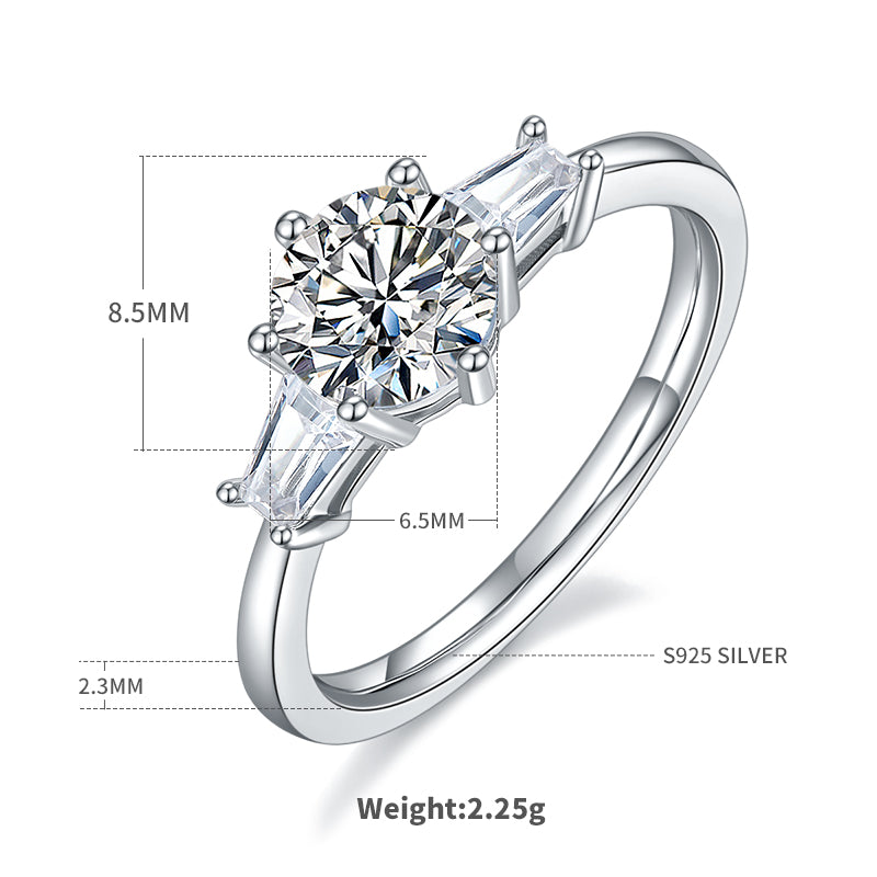 1.0 CT D Color Moissanite Classic Luxury Ring in White Gold Plated Sterling Silver#4